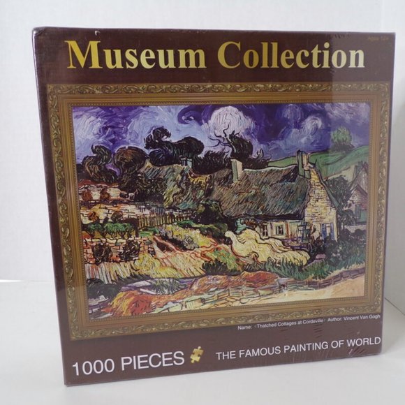 Museum Collection Puzzle 1000 Piece Thatched Cottages at Cordeville by Van Gogh - Picture 1 of 4